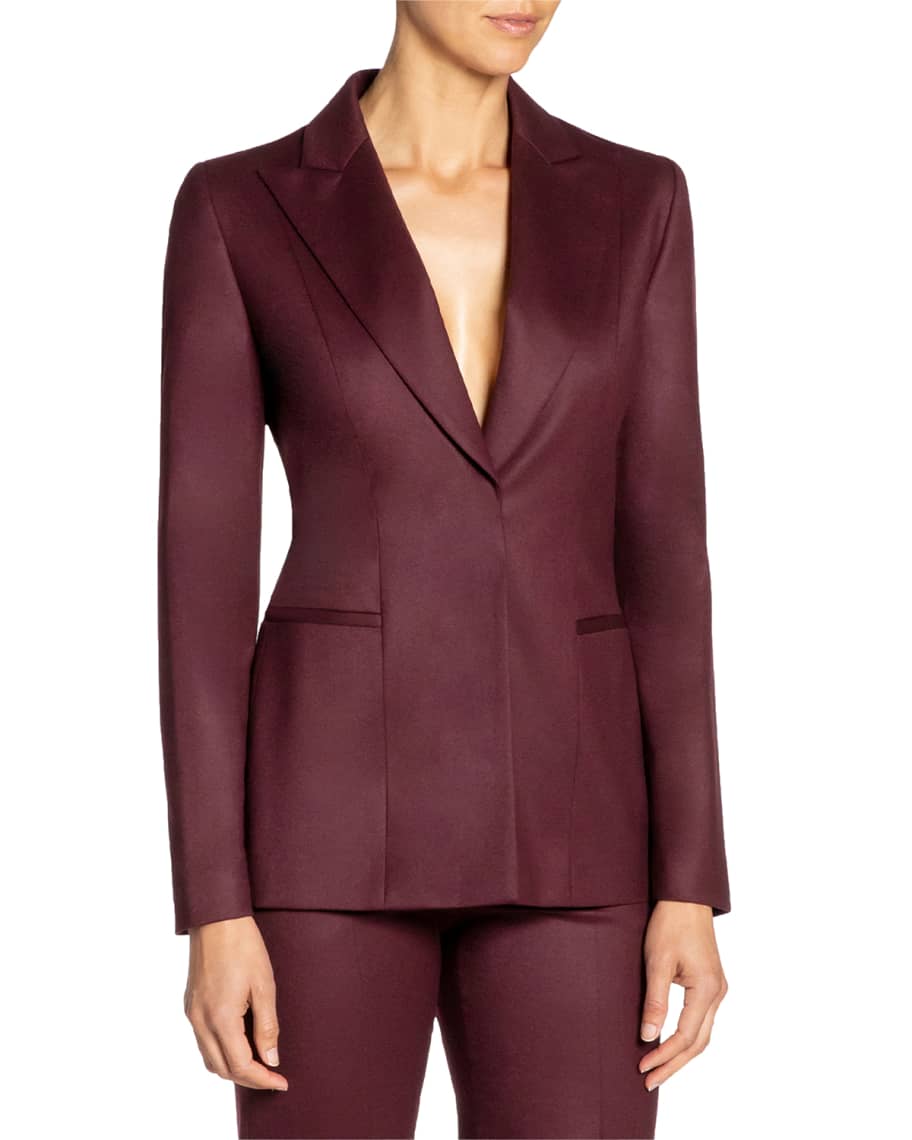 Santorelli Stretch Wool Jacket with Peak Lapels Neiman Marcus
