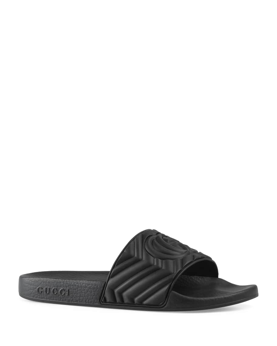 Gucci Men's Quilted Rubber Slide Sandals | Neiman Marcus