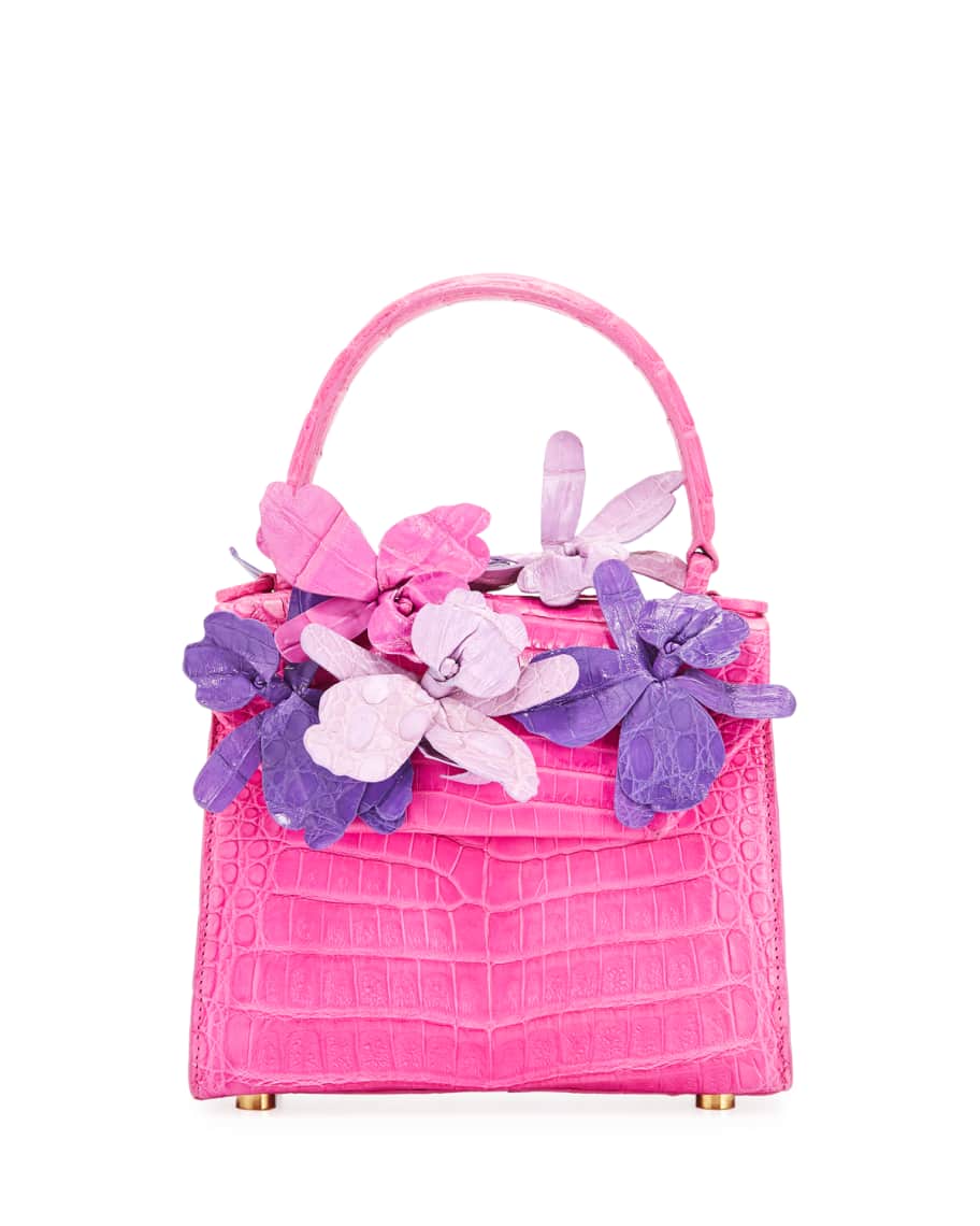 Nancy Gonzalez Mini Lily Crocodile Top Handle Bag in Pink