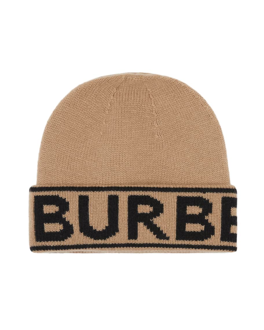 Burberry Logo Knit Cashmere Beanie Hat