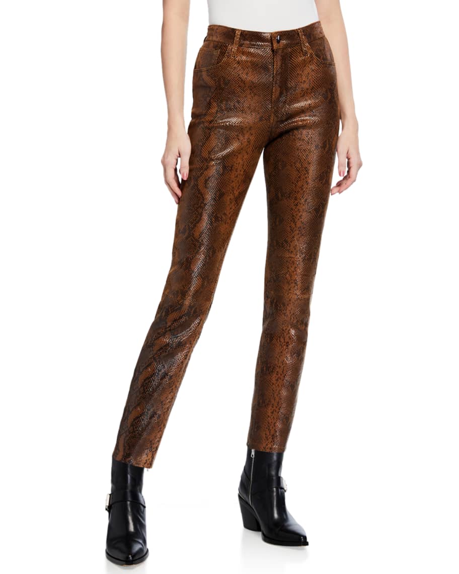 Veronica Beard Beverly High Rise Skinny Flared Faux Leather Jeans