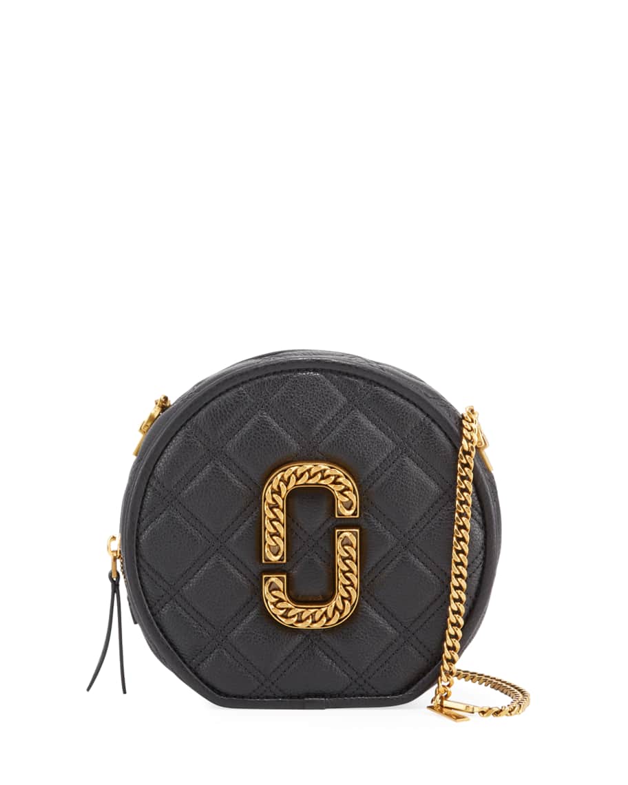 New Marc Jacobs Black Leather The Commuter Circle Crossbody Bag