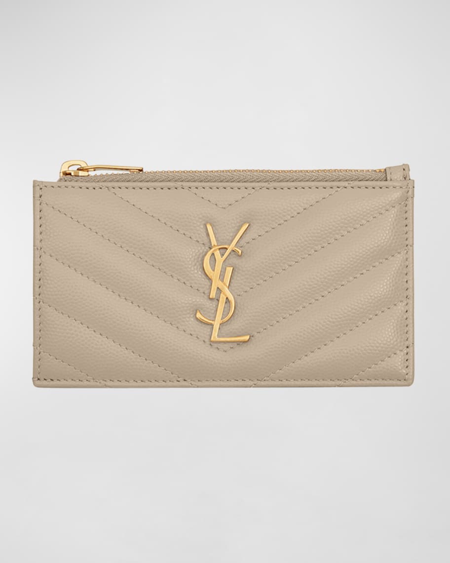 Saint Laurent Zip Fragments YSL Monogram Pouch Card Case Wallet