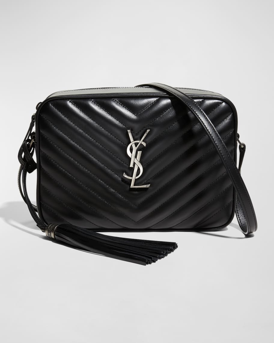 Lou Medium  YSL Monogram Calfskin Camera Crossbody Bag - Aged Silver Hardware