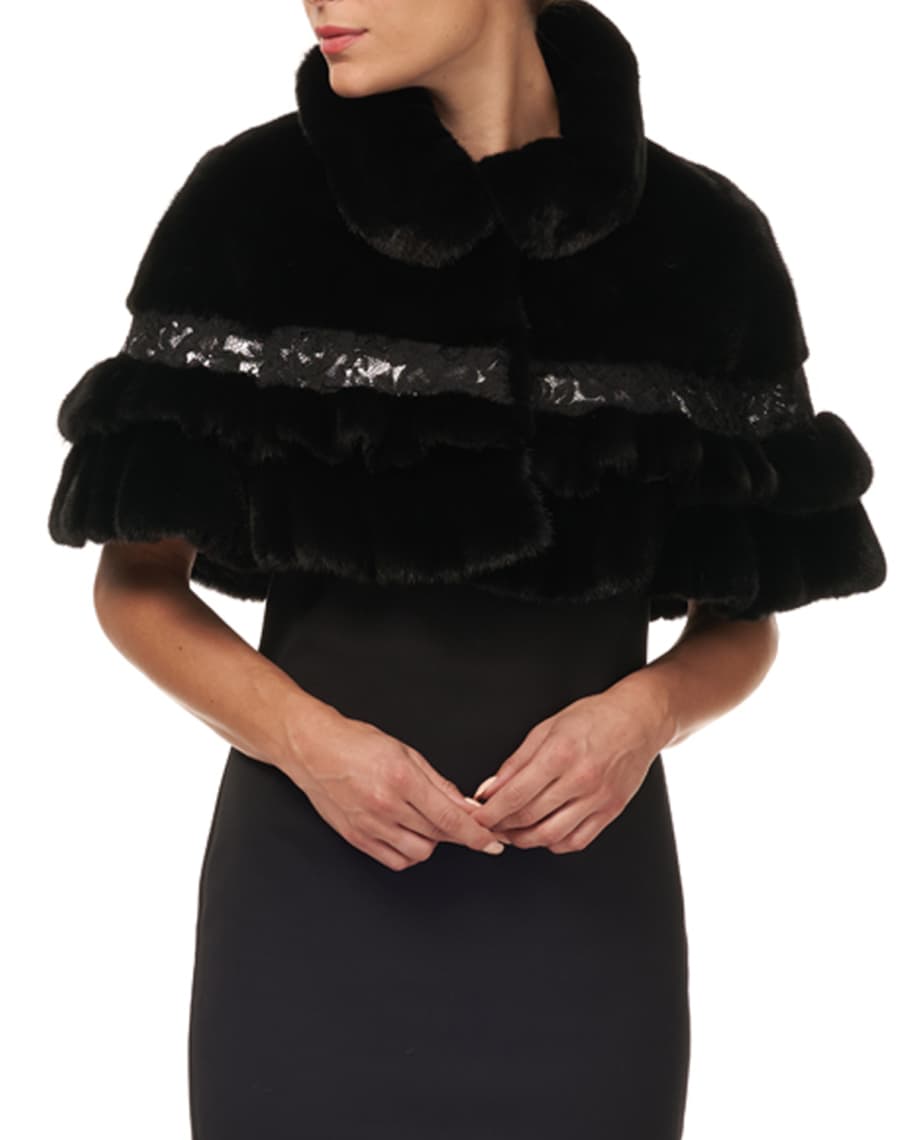 Valentino Garavani Valentino Crystal Embellished Mink Black Fur