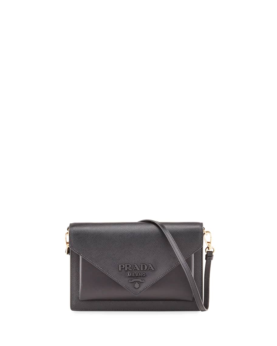 Prada Monochrome Saffiano Leather Bag in Black