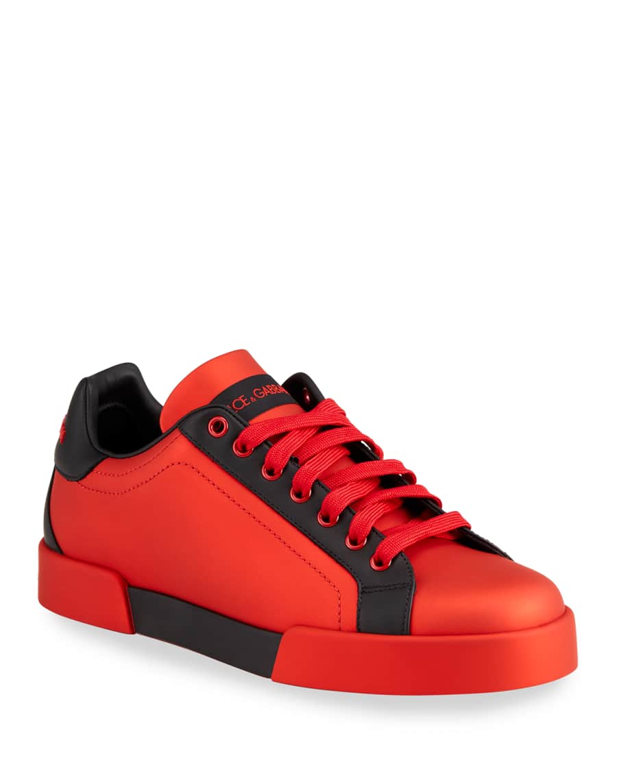 Dolce&Gabbana Men's Portofino Two-Tone Leather Sneakers | Neiman Marcus