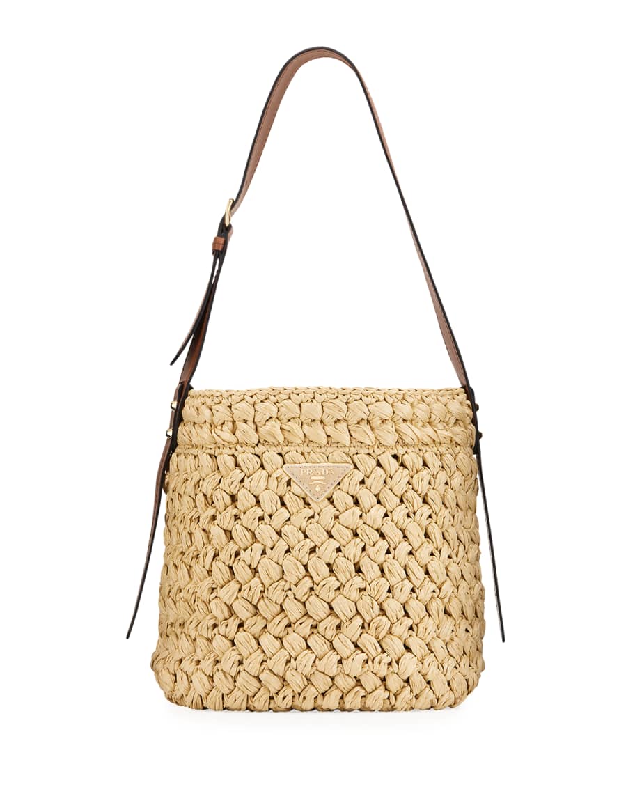 Prada raffia bucket bag sales