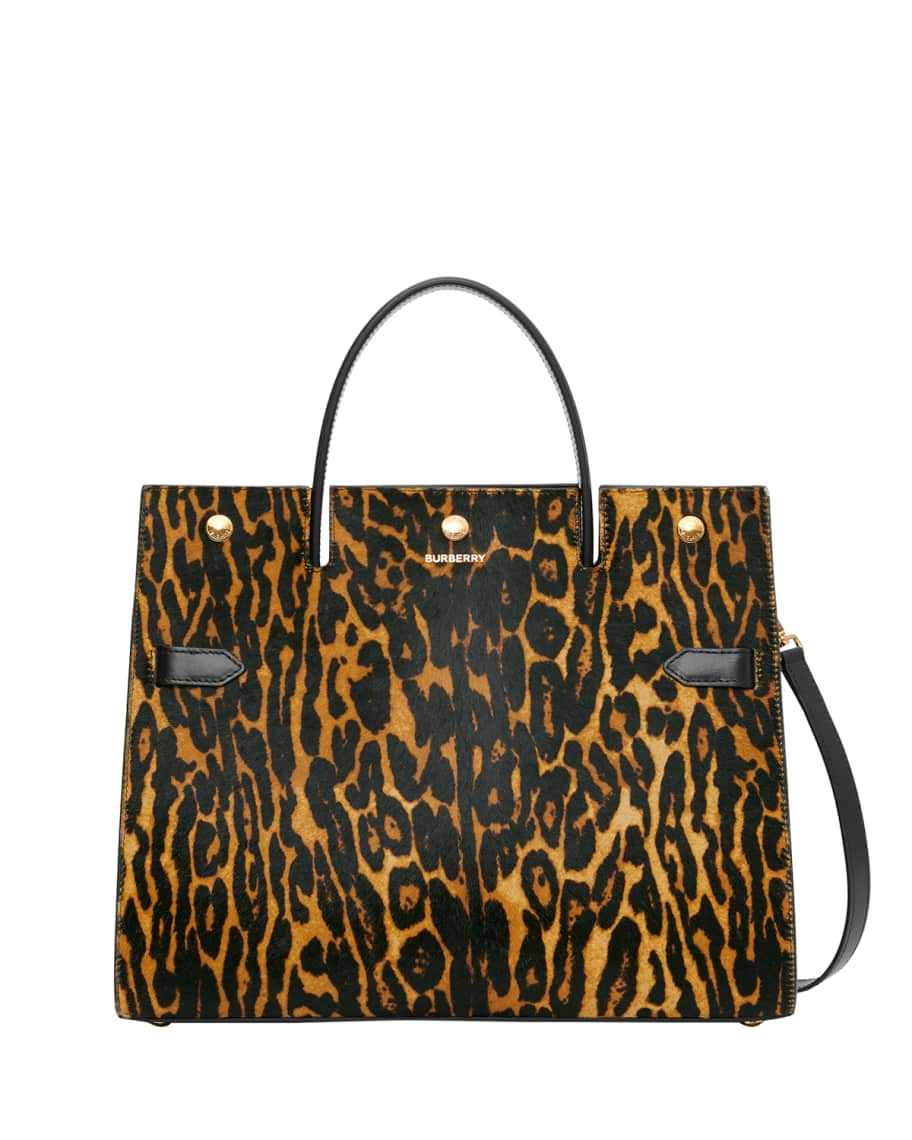 Burberry Title Medium Leopard Mix Pony Tote Bag | Neiman Marcus