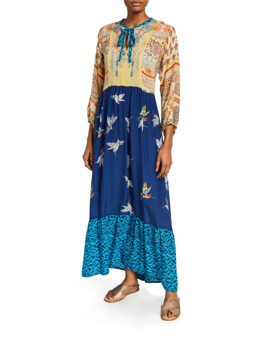 Johnny Was Cana Mix Print Long Sleeve Maxi Dress Neiman Marcus