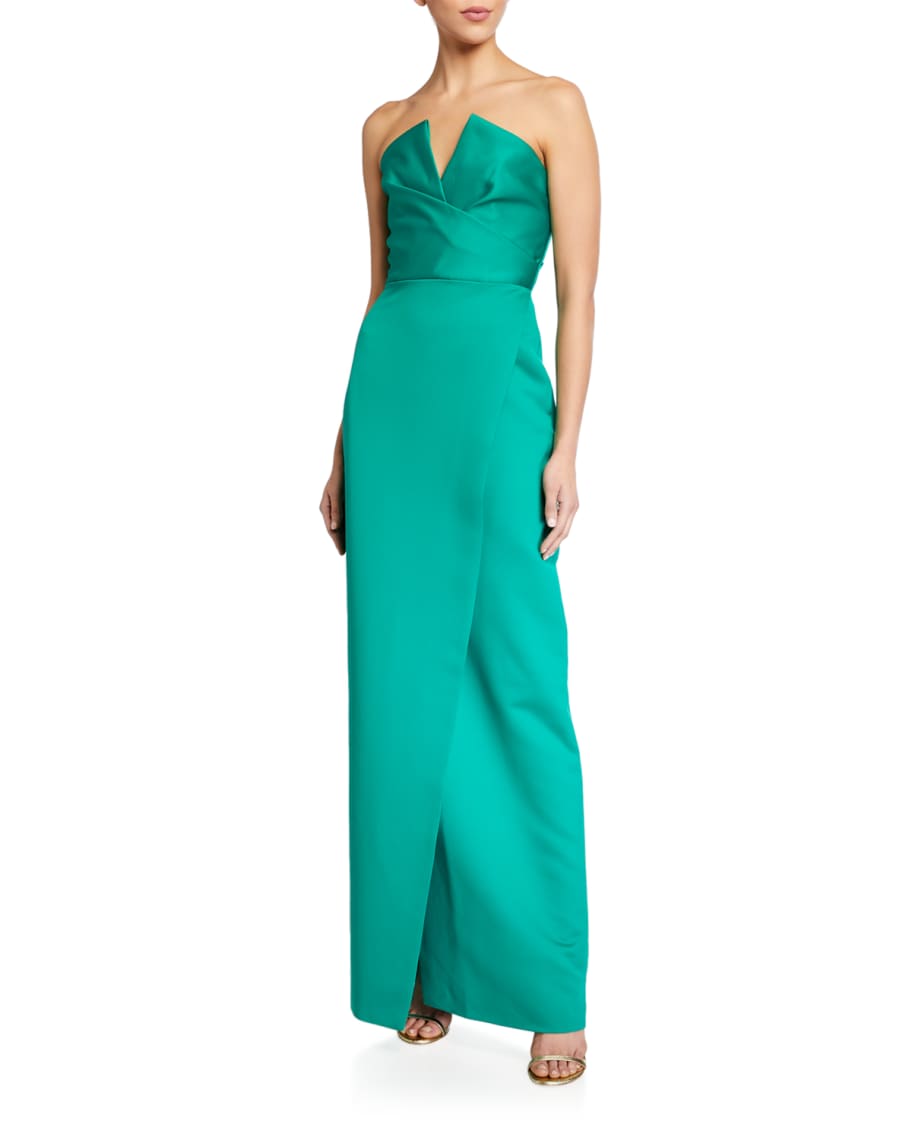 Jay Godfrey Darcy Strapless Wrapped Satin Column Gown | Neiman Marcus