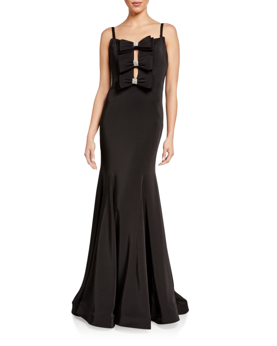 Jovani Strapless Gown with Three Bow Front Detail | Neiman Marcus