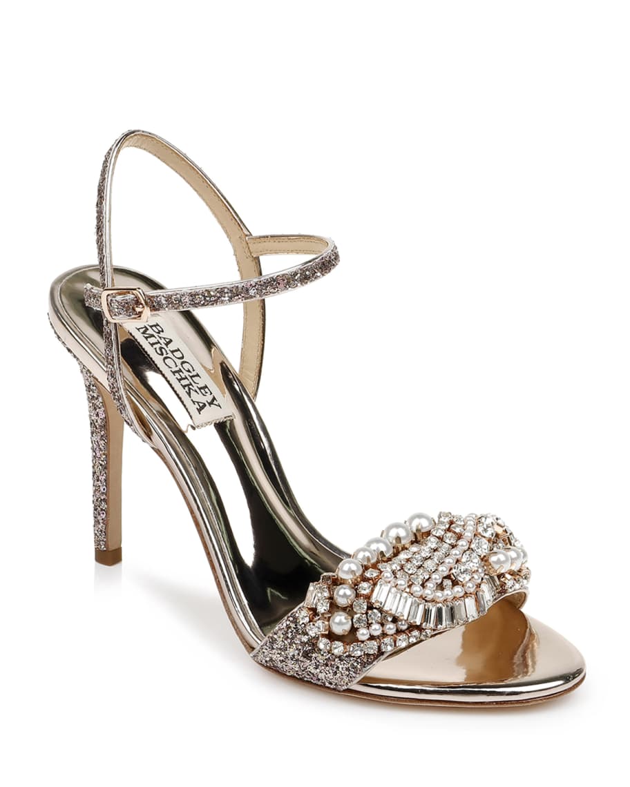 Badgley Mischka Odelia Glitter Sandals | Neiman Marcus