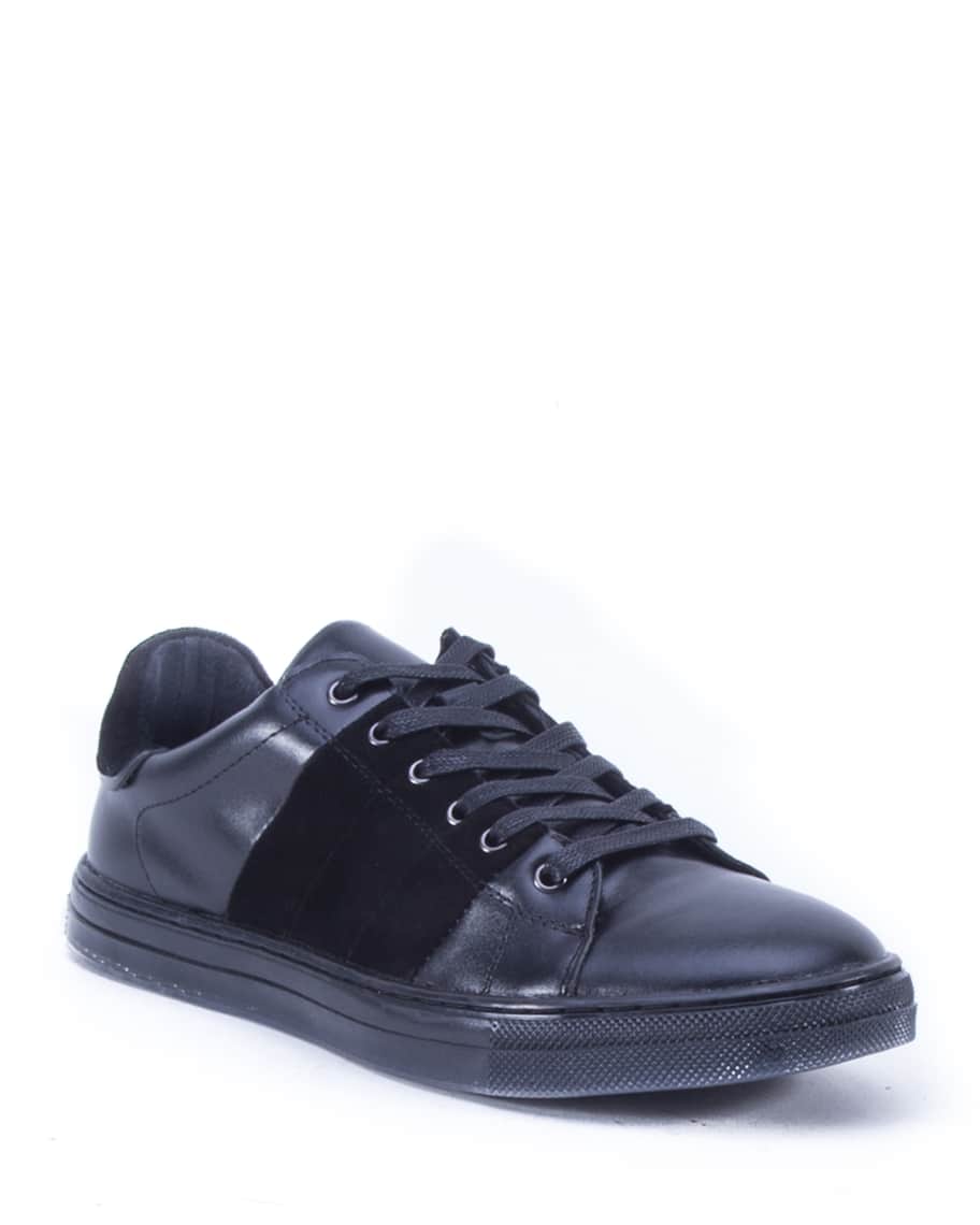 Badgley Mischka Men's Finley Leather/Suede Low-Top Sneakers | Neiman Marcus