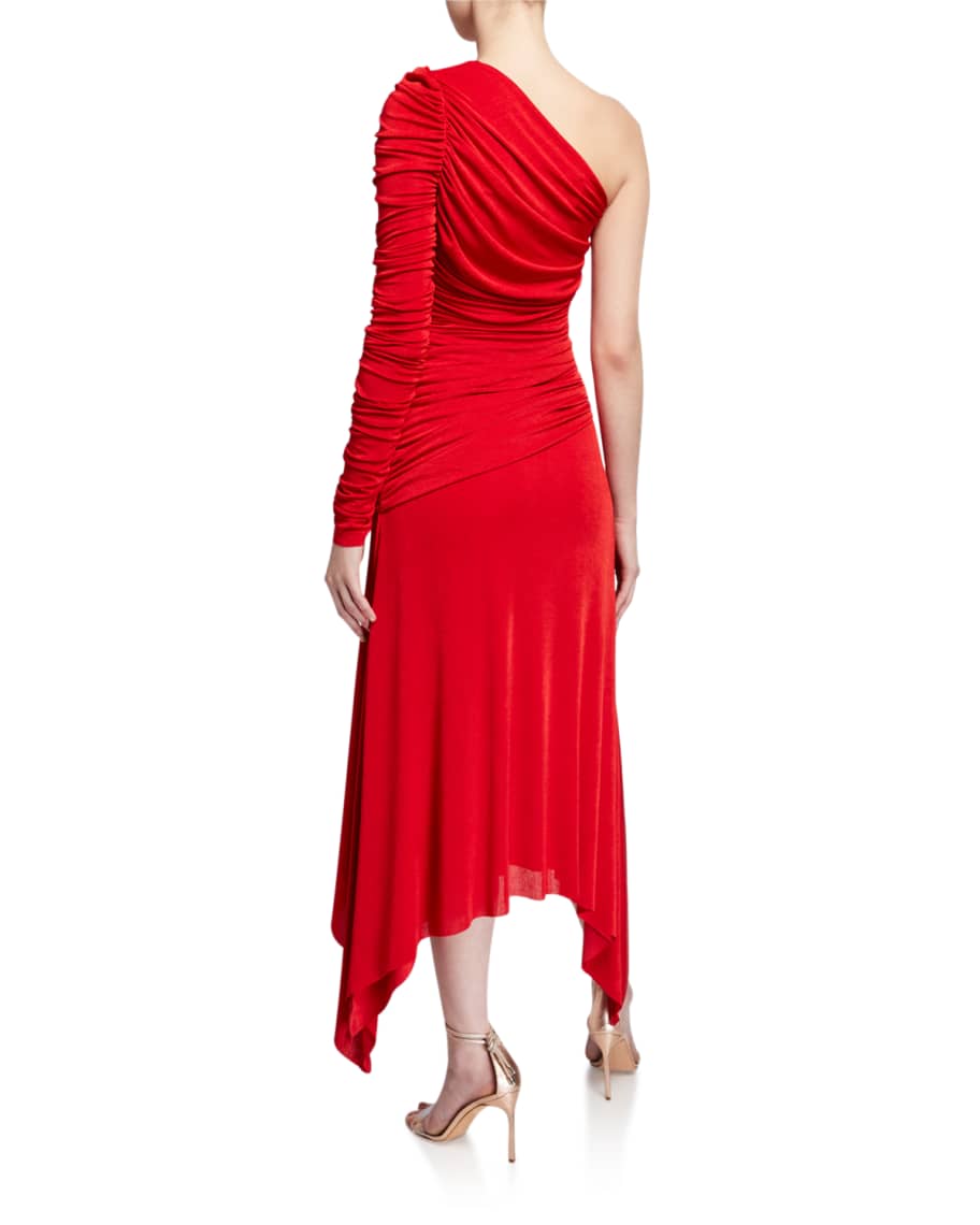 Image 2 of 2: Jordanne Shirred One-Shoulder Matte Jersey Handkerchief Dress