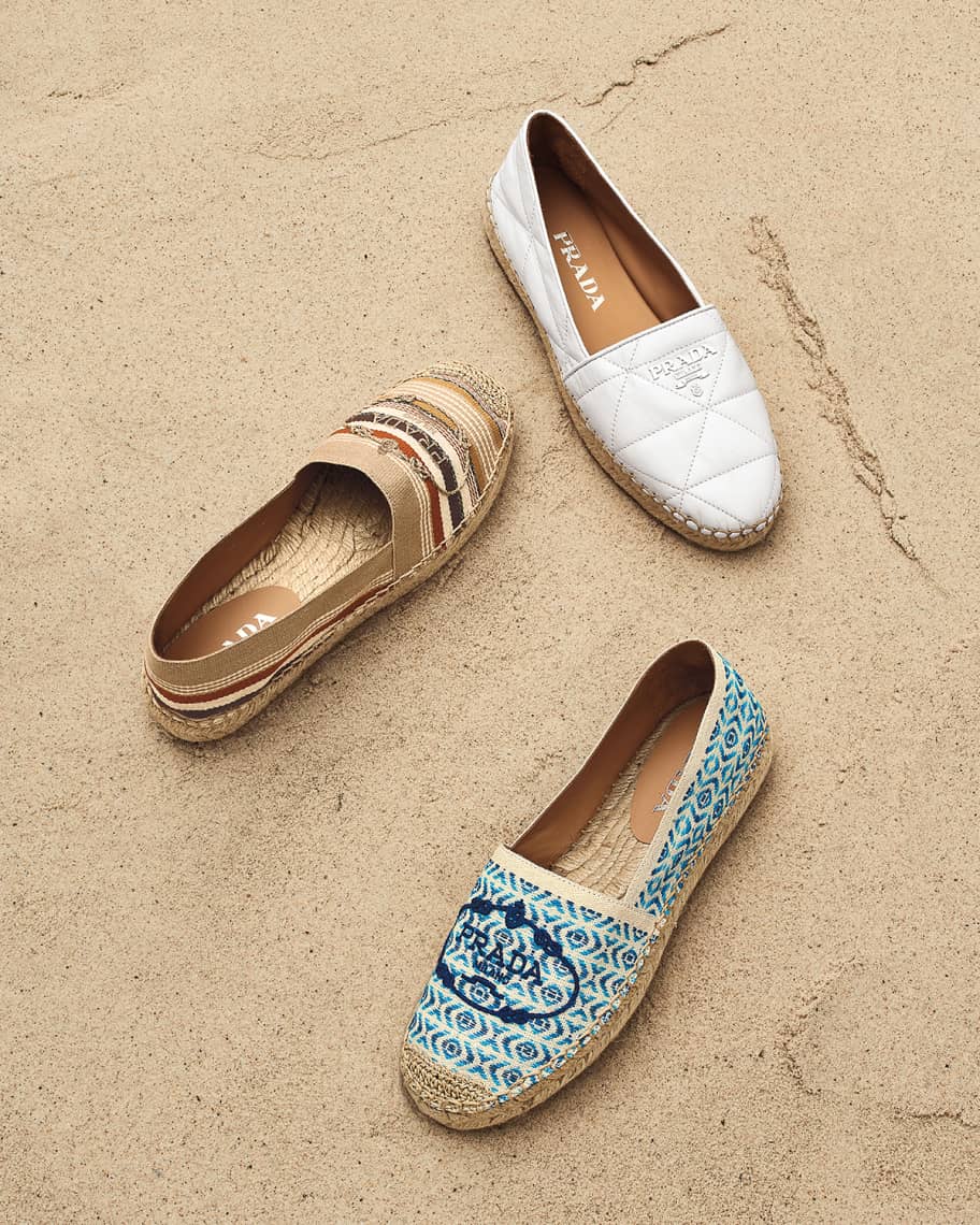 Prada flat quilted leather espadrilles Clearance
