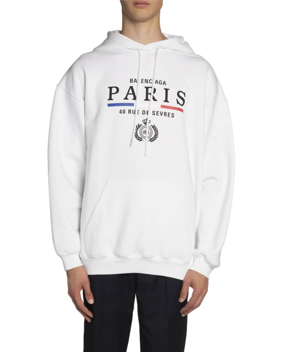 Balenciaga Men s Vintage Paris Flag Graphic Hoodie Neiman Marcus