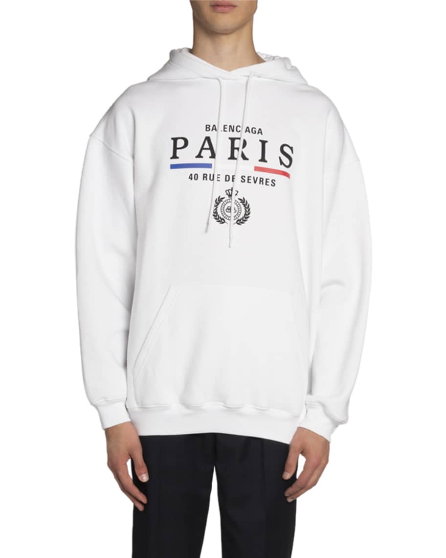 Balenciaga Men's Vintage Paris Flag Graphic Hoodie | Neiman Marcus