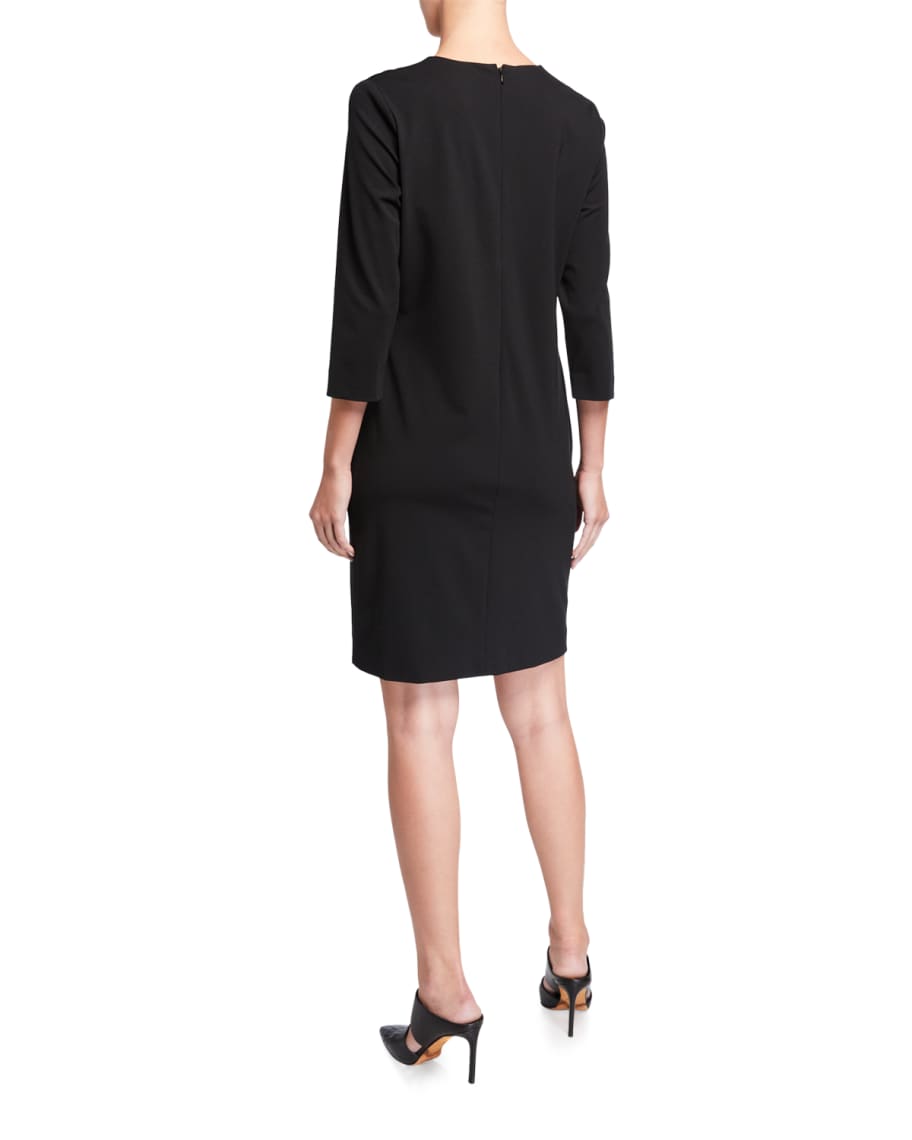 Image 2 of 2: Petite Ruched Square-Neck 3/4-Sleeve Ponte Dress