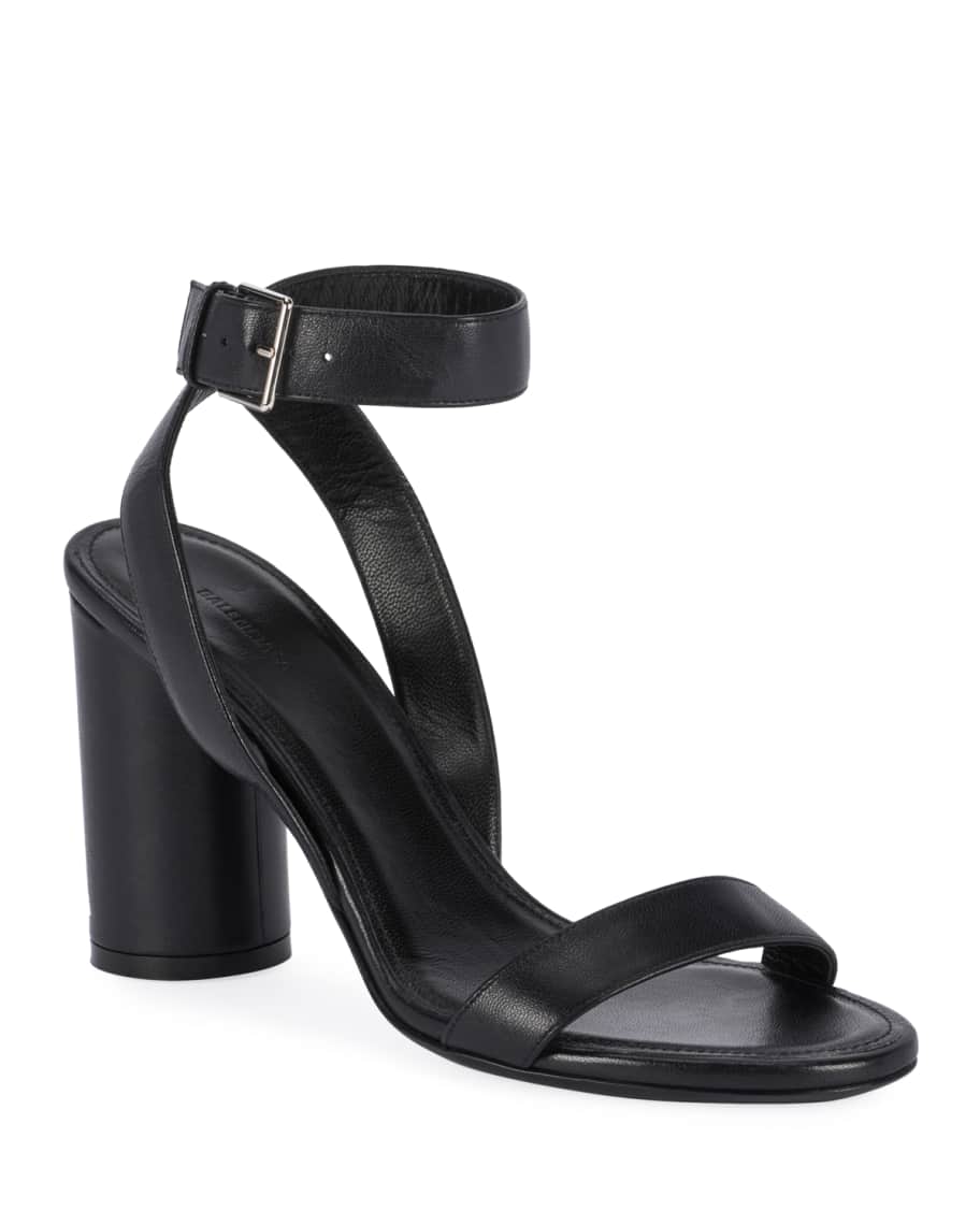 Balenciaga Oval Leather Ankle Sandals | Neiman Marcus