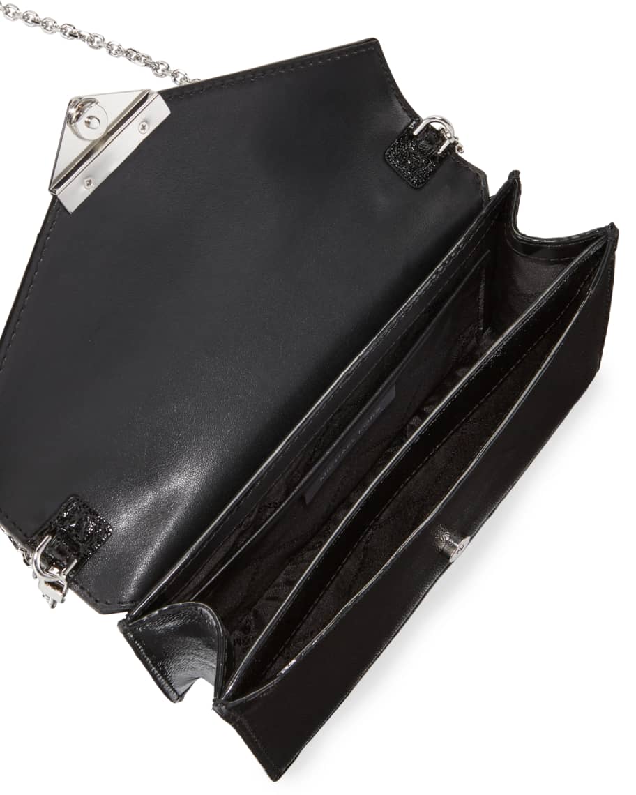 Michael Kors Grace Silver Leather Envelope Clutch Bag in Metallic