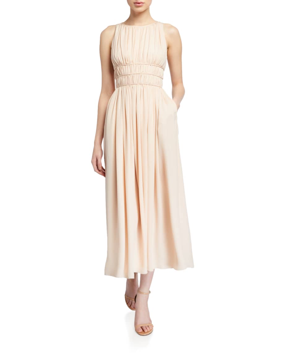 Emporio Armani Sleeveless Georgette Pleated Goddess Dress | Neiman Marcus