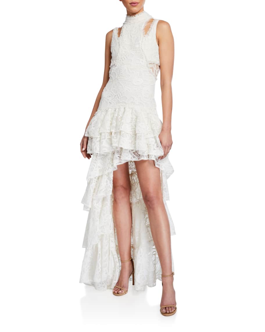 Alexis Varenna Tiered Lace High-Low Dress w/ Removable Skirt | Neiman ...