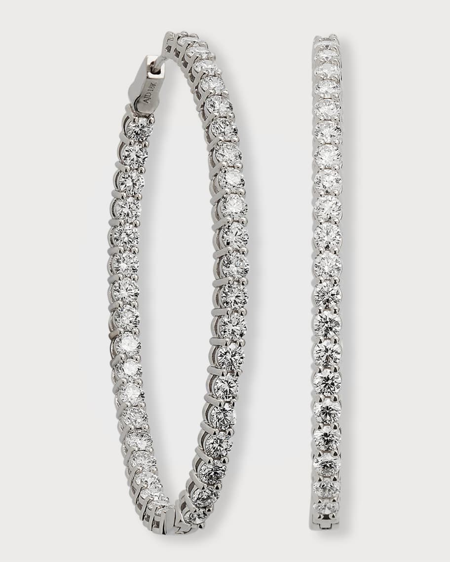Neiman Marcus Diamonds 18k White Gold Diamond Hoop Earrings Neiman Marcus