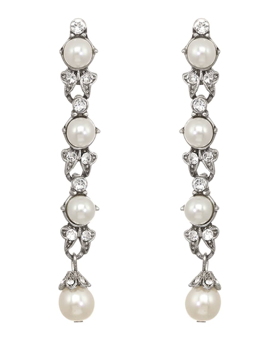 Ben-Amun Linear Glass-Pearl And Crystal Drop Earrings | Neiman Marcus