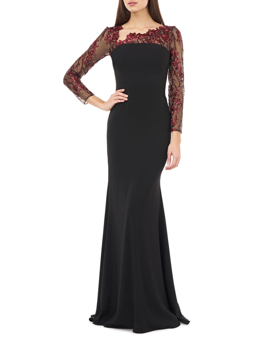Carmen marc valvo infusion crepe evening gown cheap