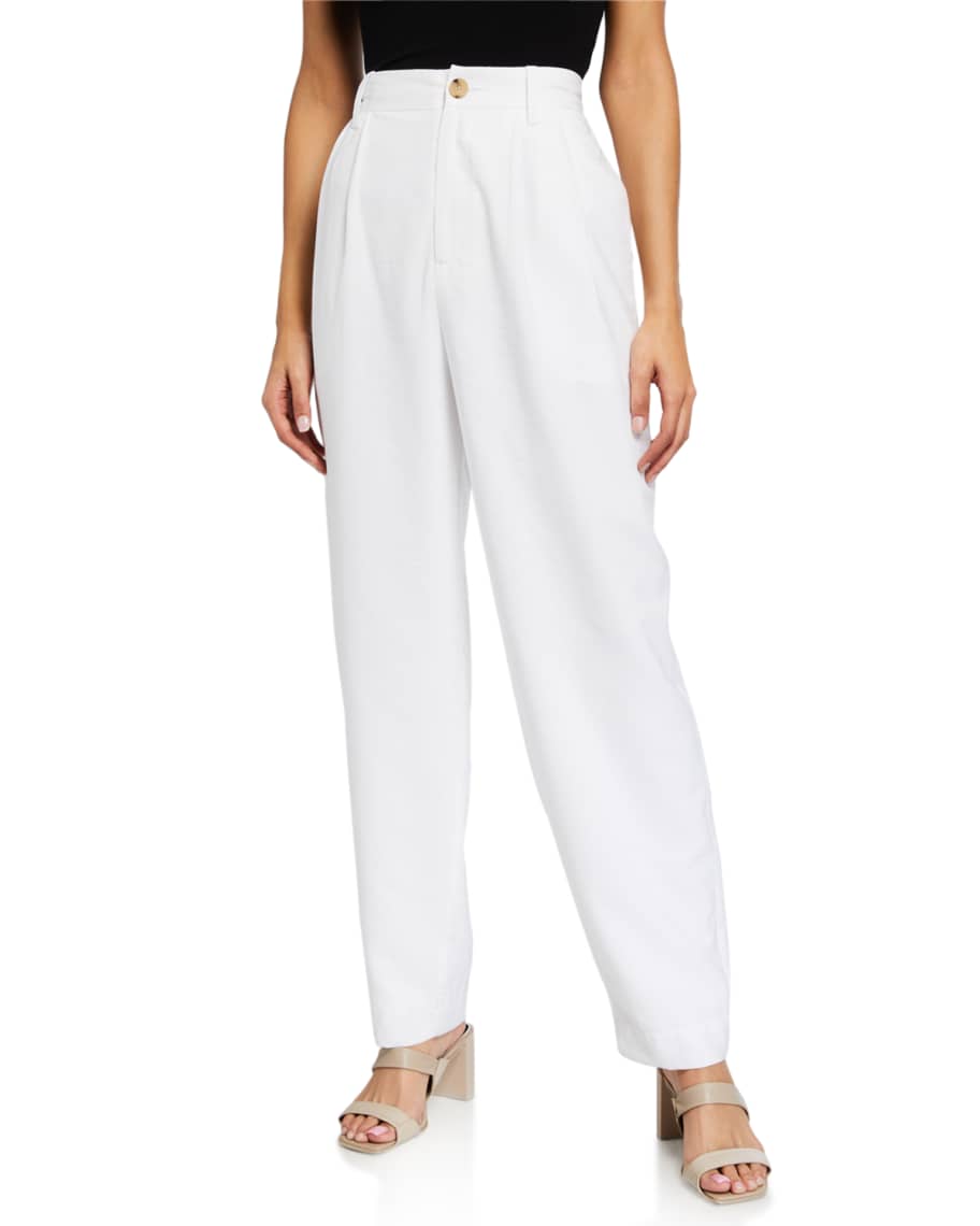 Vince High-Rise Pleated Tapered Trousers | Neiman Marcus