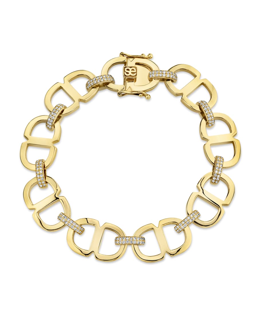 Sydney Evan 14k Diamond Large Love Chain-Link Bracelet | Neiman Marcus