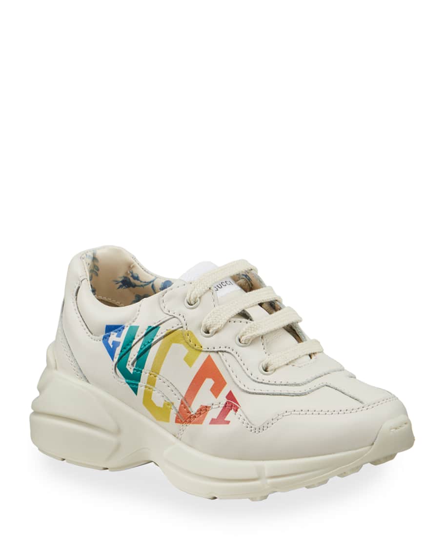 Gucci Rhyton Rainbow Logo Chunky Leather Sneakers, Baby/Toddler | Neiman  Marcus