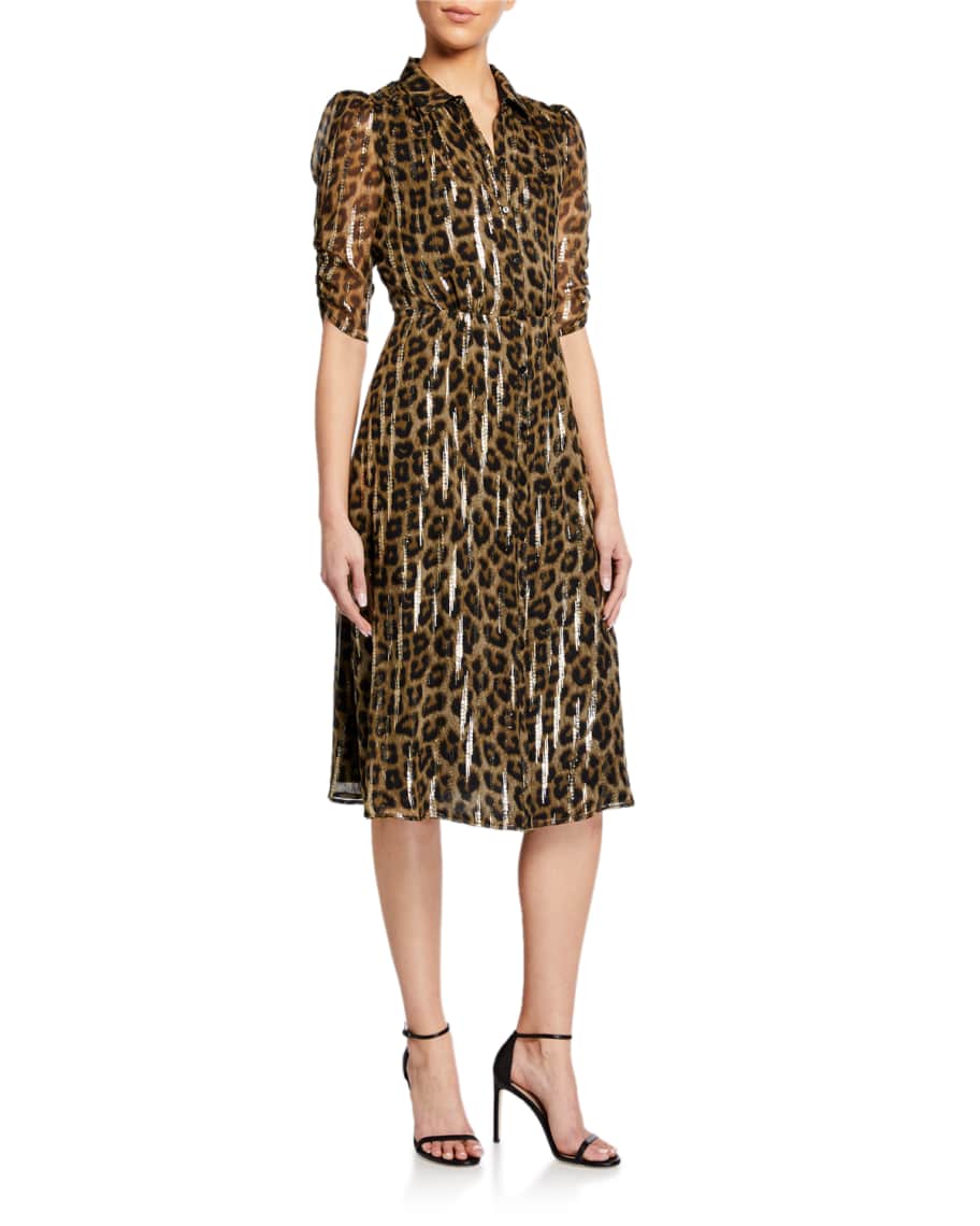 ba&sh Jozy Metallic Leopard-Print Dress | Neiman Marcus