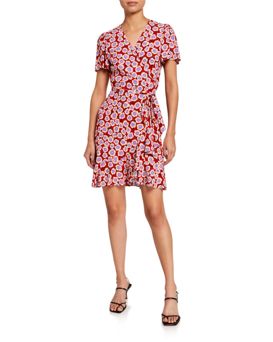 Diane von Furstenberg Estrella Floral Short-Sleeve Wrap Dress | Neiman ...