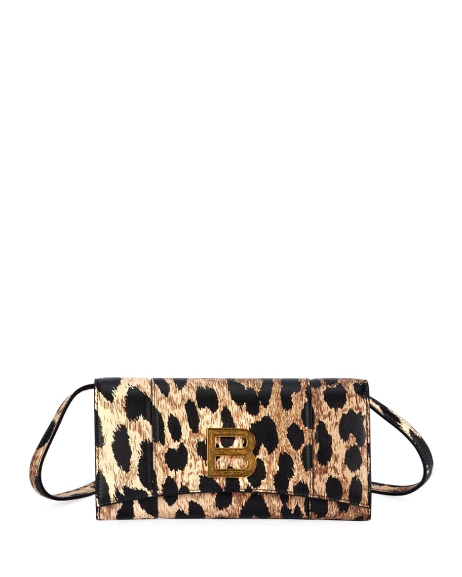 Balenciaga Hour Leopard-Print Medallion Crossbody Bag | Neiman Marcus