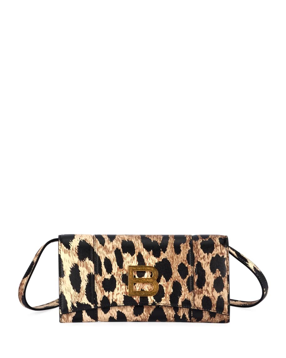 Balenciaga Hour Leopard Print Medallion Crossbody Bag Neiman Marcus
