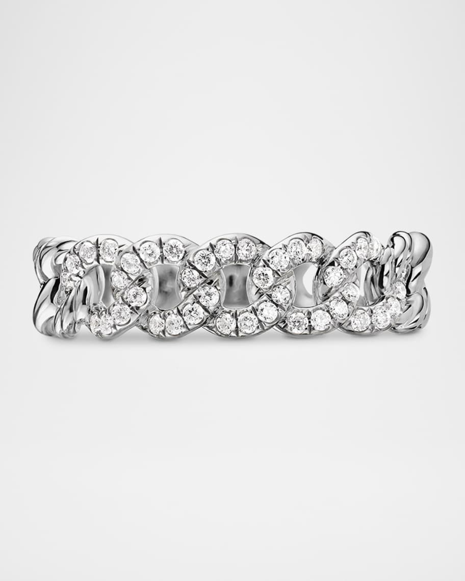 David Yurman Belmont Curb Link Band Ring with Diamonds in Silver