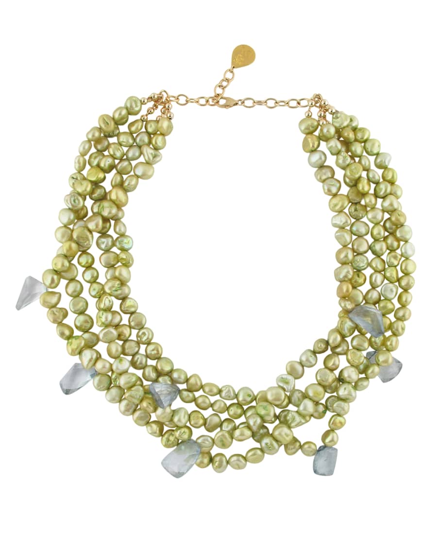 Devon Leigh Multi-Strand Yellow Pearl Necklace w/ Quartz | Neiman Marcus