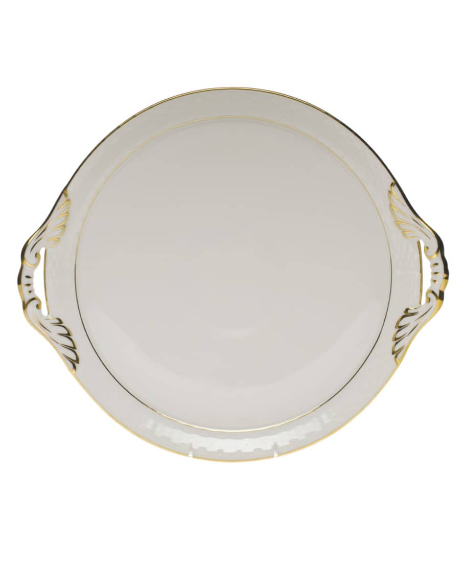 Herend Golden Edge Round Tray with Handles