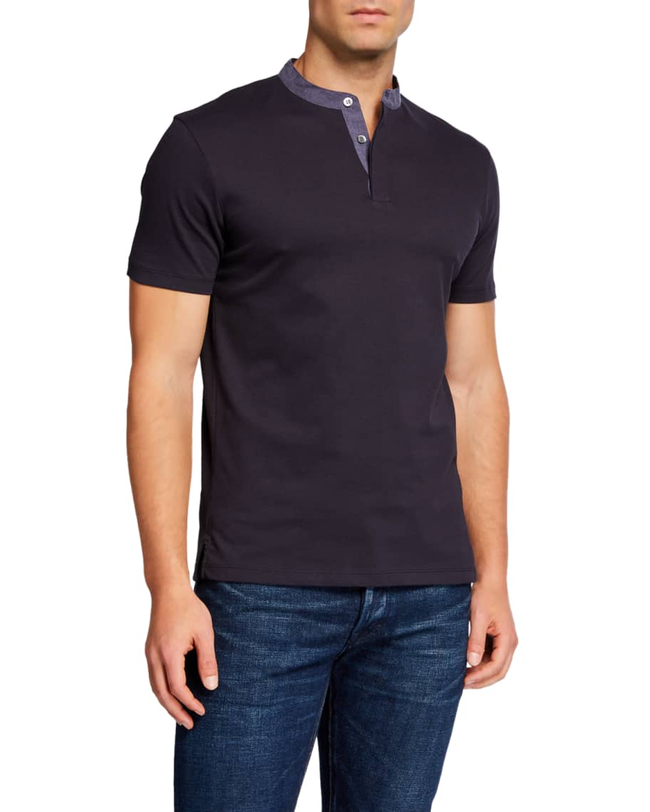 Emporio Armani Men's Short-Sleeve Contrast-Collar Henley Shirt | Neiman ...
