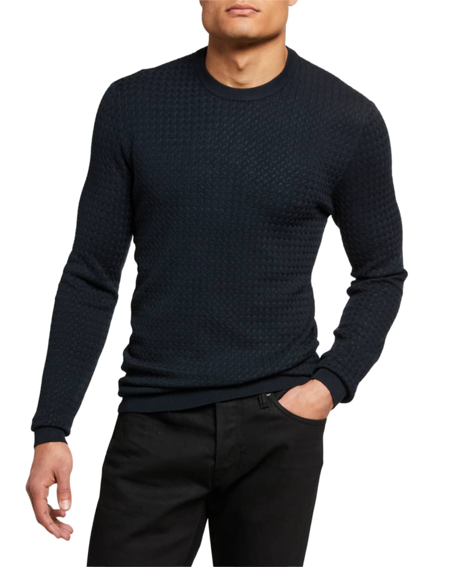 Emporio Armani Men's Solid Textured Crewneck Sweater | Neiman Marcus