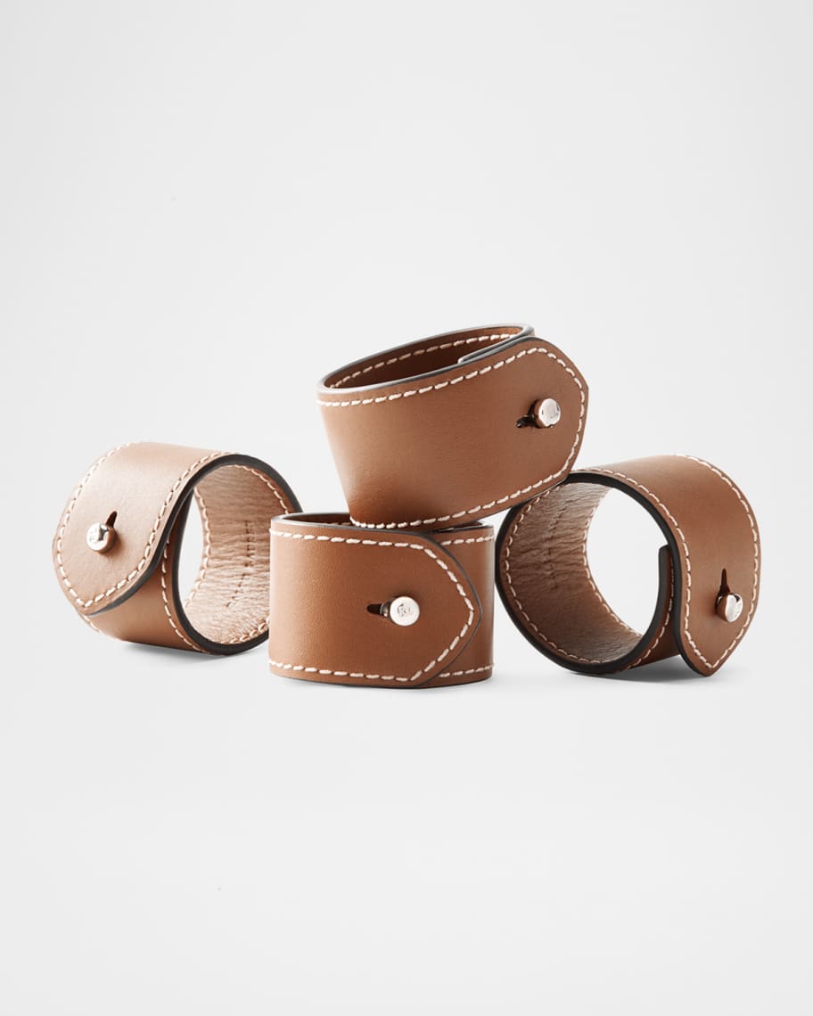 Ralph Lauren Home Wyatt Leather Napkin Rings, Set of 4 - Saddle