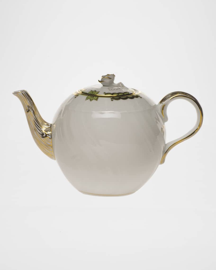 Herend Princess Victoria Green Teapot with Rose