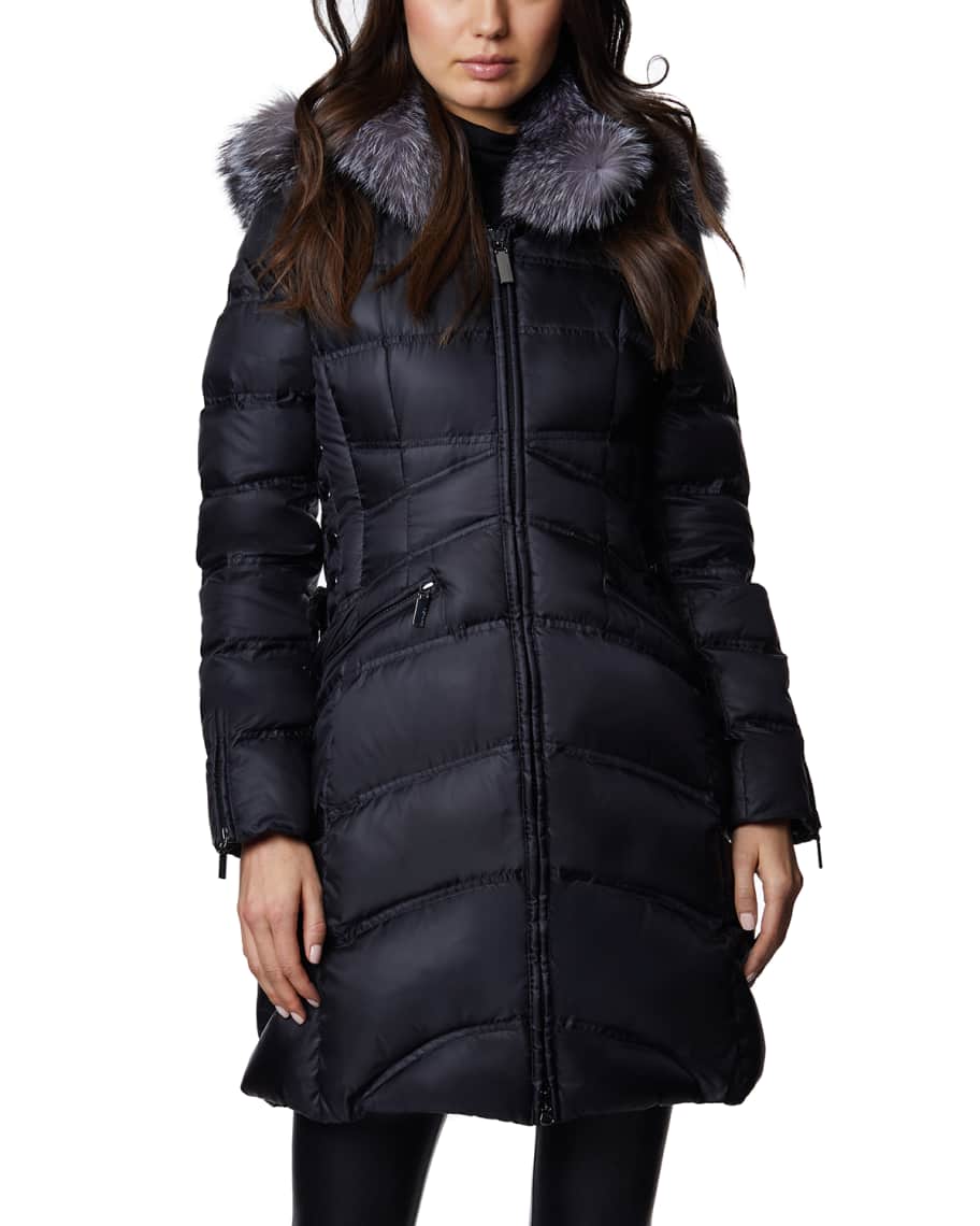 Dawn Levy Cloe A-Line Fox Fur-Trim Puffer Coat | Neiman Marcus