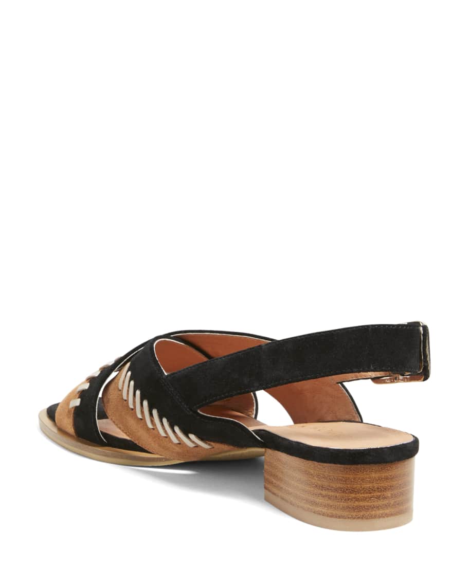 Jack Rogers Amelia Stitched Suede City Sandals Neiman Marcus
