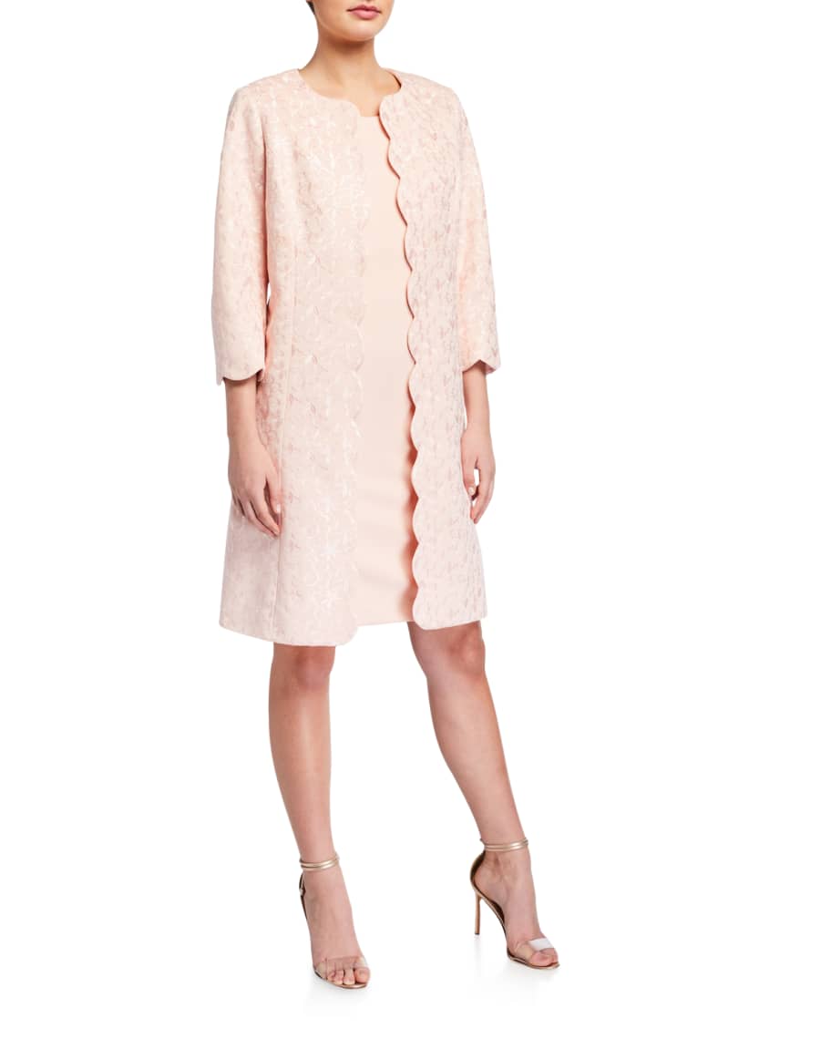 Two Piece Embroidered Coat and Dress Set