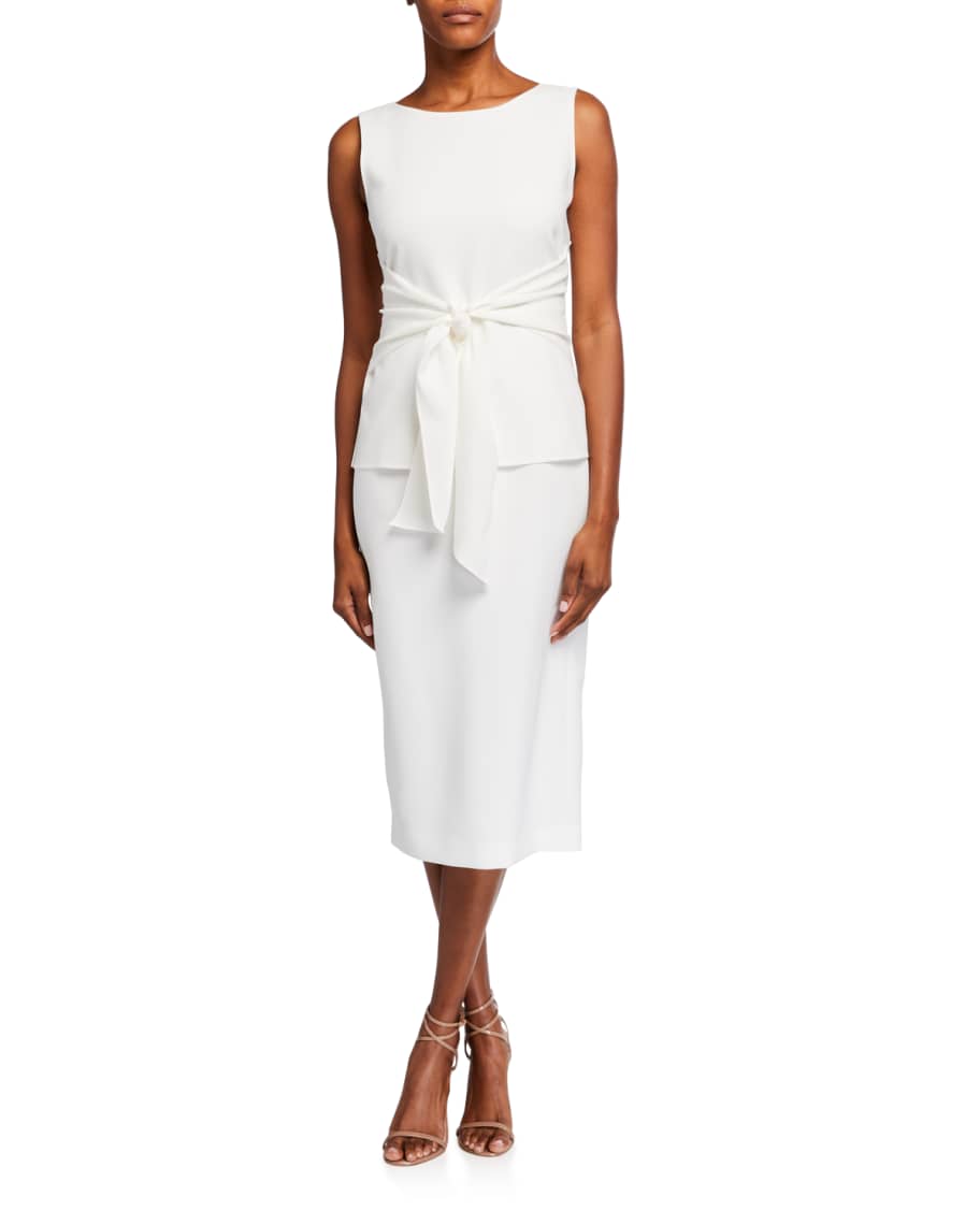 Lafayette 148 New York Lucy Sleeveless Tie-Front Finesse Crepe Dress ...