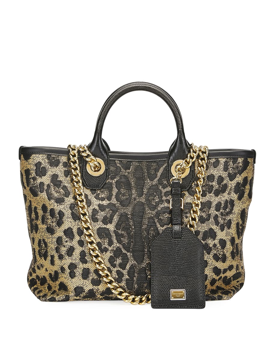 Dolce&Gabbana Capri Small Leopard Shopping Tote Bag | Neiman Marcus