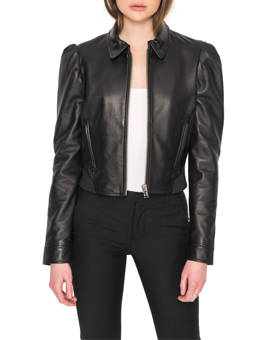 LaMarque Ursula Puff-Sleeve Leather Jacket | Neiman Marcus